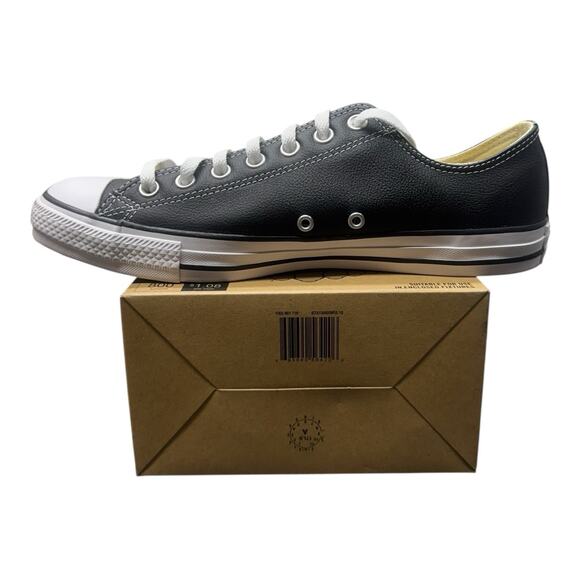 Converse Chuck Taylor All Star M10 W12 Black Leather Sneakers Wipeable Outer - Picture 5 of 11